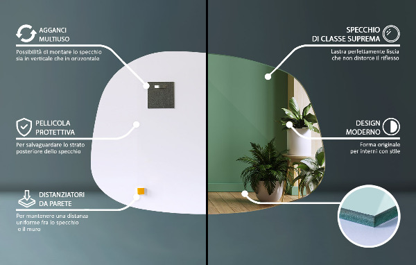 Lustro nieregularne w kształcie plamy 91x66 cm
