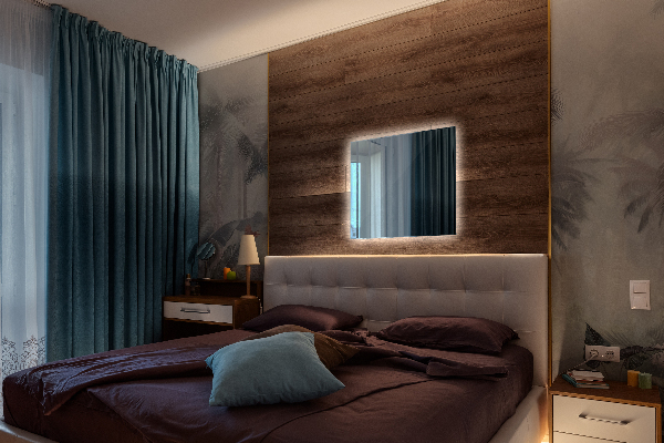 Lustro dekoracyjne prostokątne z podświetleniem LED 50x50 cm