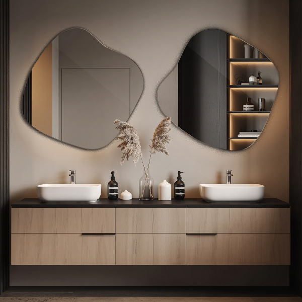 Lustro niesymetryczne w kształcie plamy 48x48 cm