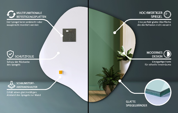 Lustro niesymetryczne w kształcie plamy 58x59 cm