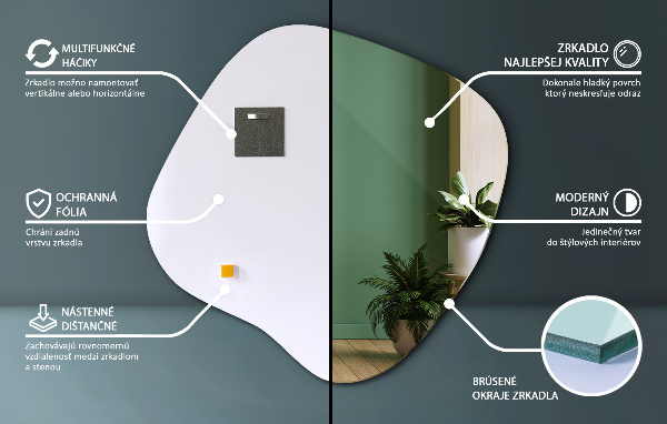 Lustro niesymetryczne w kształcie plamy 68x67 cm