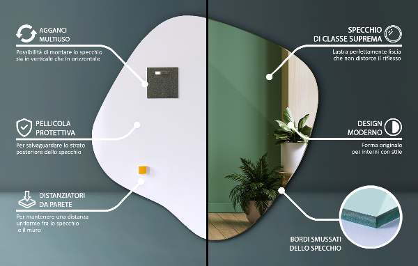 Lustro niesymetryczne w kształcie plamy 77x77 cm