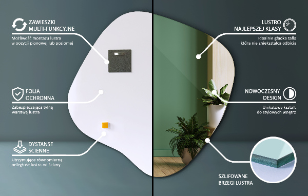 Lustro niesymetryczne w kształcie plamy 77x77 cm