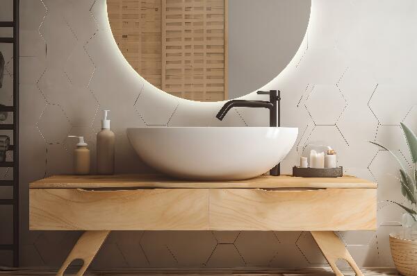 Lustro półkole z podświetleniem led 45x90 cm