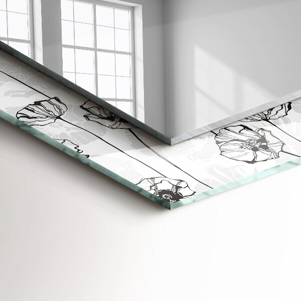 Lustro ramka z nadrukiem prostokątne Monochromatyczny rysunek kwiatów