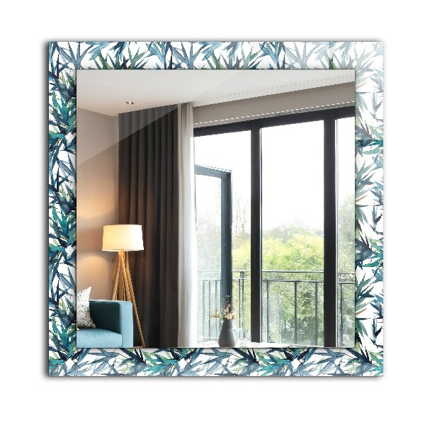 Lustro ścienne dekoracyjne prostokątne Liście bambusa w akwareli
