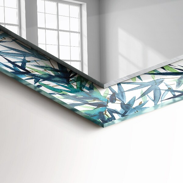 Lustro ścienne dekoracyjne prostokątne Liście bambusa w akwareli