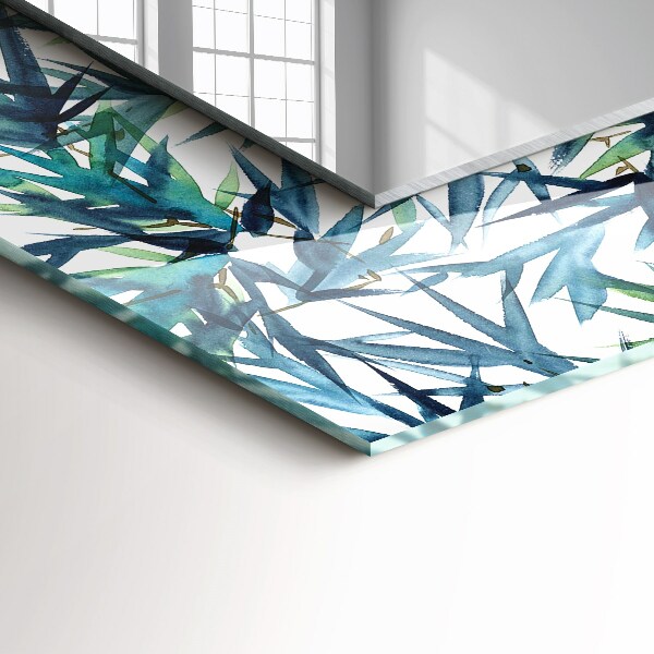 Lustro ścienne dekoracyjne prostokątne Liście bambusa w akwareli