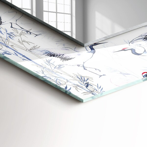 Lustro z nadrukiem prostokątne Żurawie i bambus