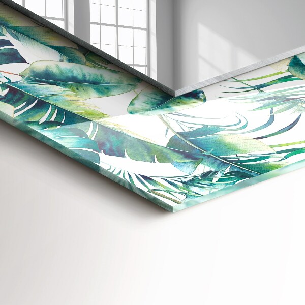 Lustro ścienne dekoracyjne prostokątne Zielone tropikalne liście