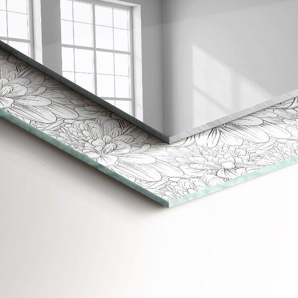 Lustro z drukowaną ramką prostokątne Monochromatyczny wzór kwiatowy