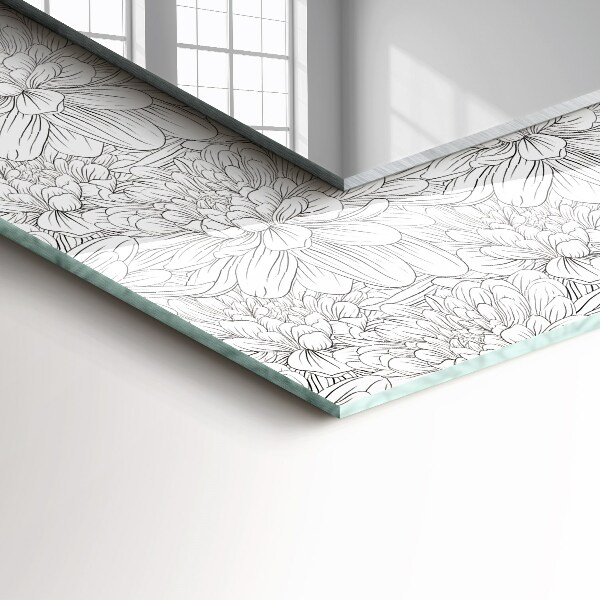 Lustro z drukowaną ramką prostokątne Monochromatyczny wzór kwiatowy