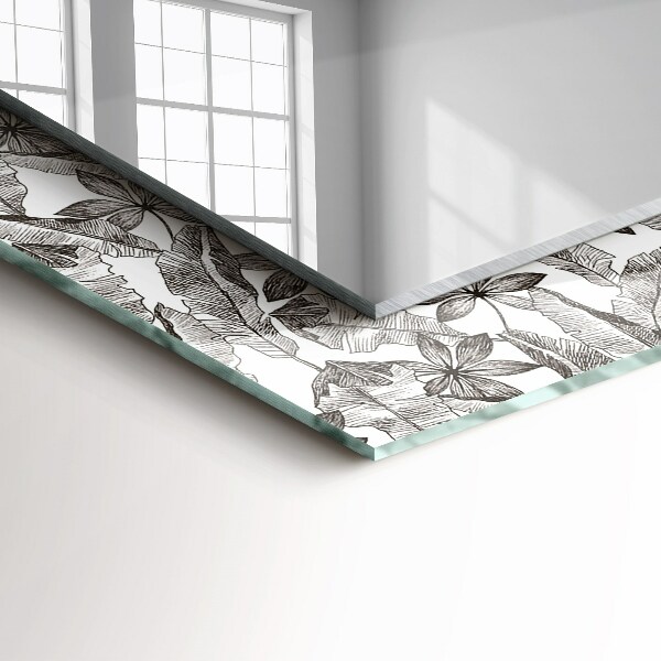 Lustro z nadrukiem dekoracyjne prostokątne Liście i kwiaty