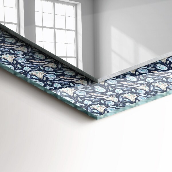 Lustro dekoracyjne prostokątne Niebieski rysunek kwiatów