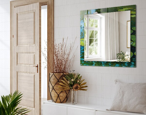 Lustro z nadrukiem dekoracyjne prostokątne Lilia wodna w proszku