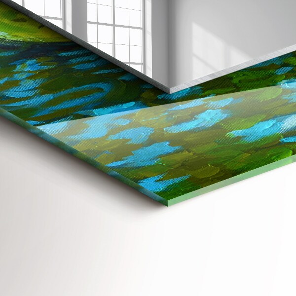 Lustro z nadrukiem dekoracyjne prostokątne Lilia wodna w proszku