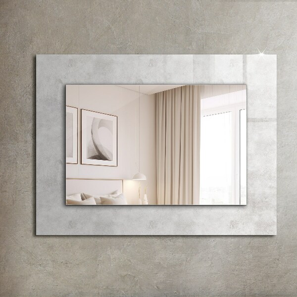 Lustro z drukowaną ramką prostokątne Motyw na szarej tkaninie