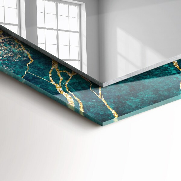 Lustro ramka z nadrukiem prostokątne Zielony marmur