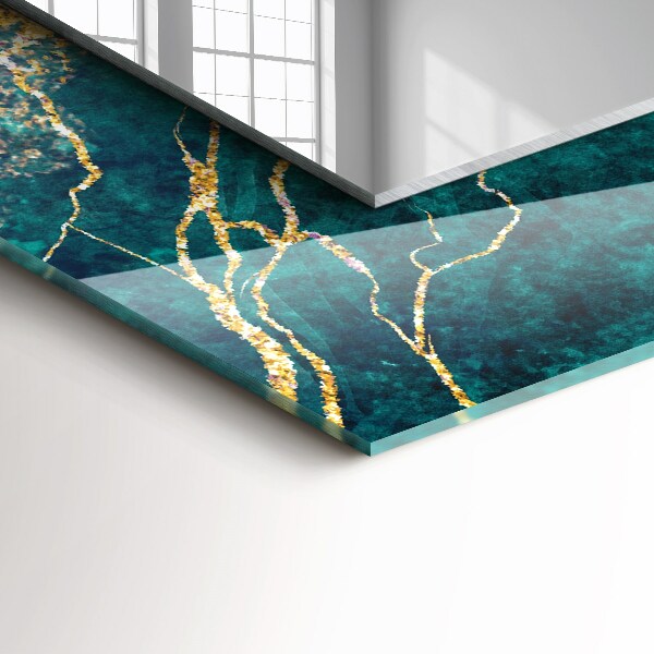 Lustro ramka z nadrukiem prostokątne Zielony marmur