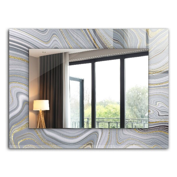 Lustro z drukowaną ramką prostokątne Abstrakcyjne marmurowe motywy