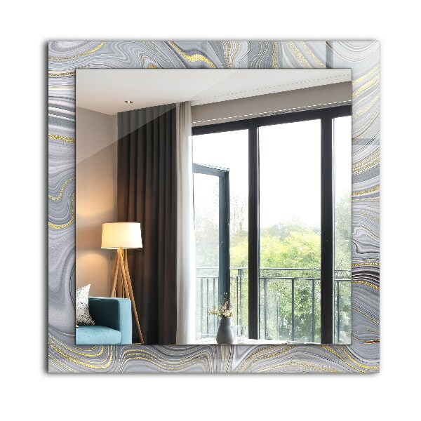 Lustro z drukowaną ramką prostokątne Abstrakcyjne marmurowe motywy