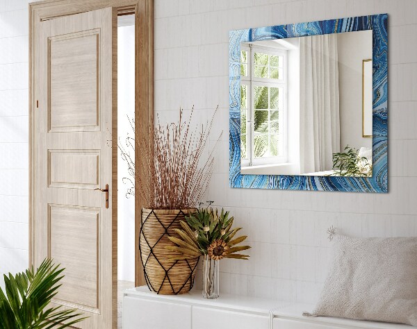 Lustro z nadrukiem dekoracyjne prostokątne Niebieski abstrakcyjny wzór