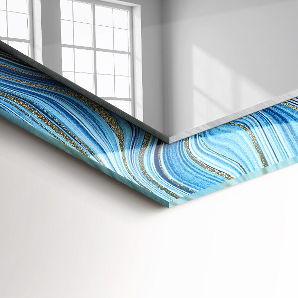 Lustro z nadrukiem dekoracyjne prostokątne Niebieski abstrakcyjny wzór