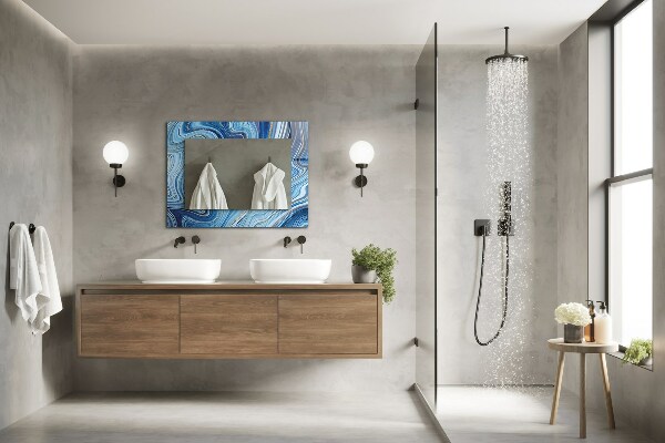 Lustro z nadrukiem dekoracyjne prostokątne Niebieski abstrakcyjny wzór