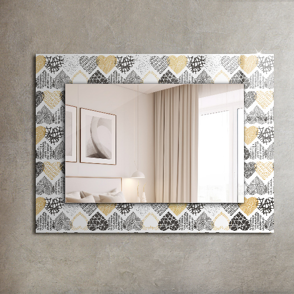 Lustro z nadrukiem prostokątne Kolorowe serca