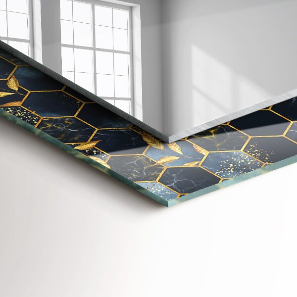 Lustro z nadrukiem dekoracyjne prostokątne Sześciokątne liście