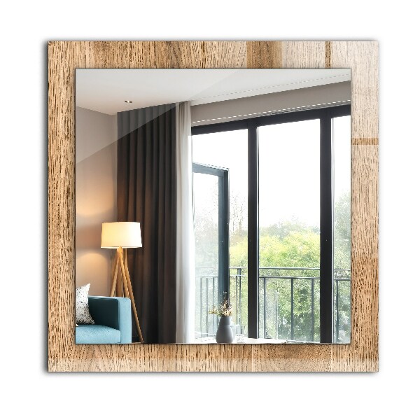 Lustro ramka z nadrukiem prostokątne Tekstura drewna