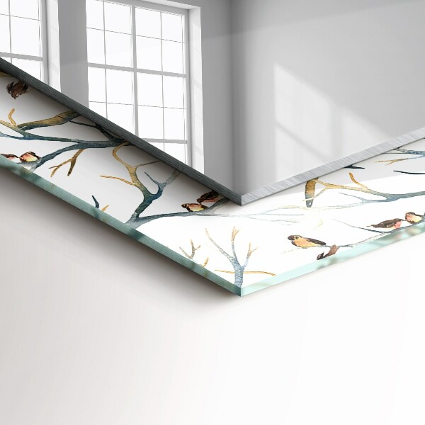 Lustro z nadrukiem prostokątne Ptaki na gałęziach