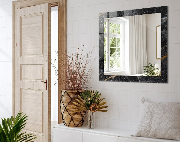 Lustro z nadrukiem dekoracyjne prostokątne Żyły czarnego marmuru