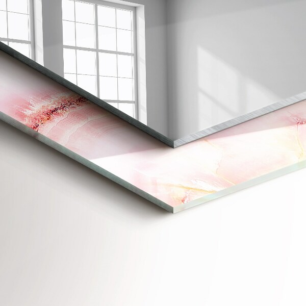 Lustro ścienne dekoracyjne prostokątne Wzór z różowego marmuru