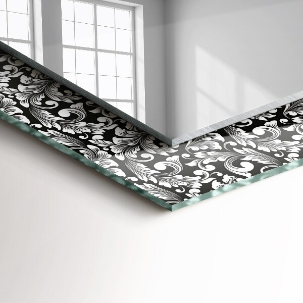 Lustro z nadrukiem prostokątne Czarno-białe ornamenty