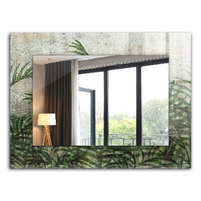 Lustro z nadrukiem dekoracyjne prostokątne Zielone liście paproci