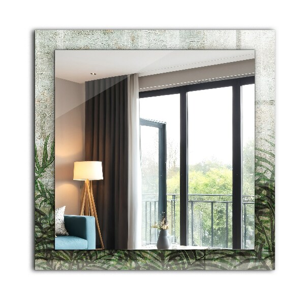 Lustro z nadrukiem dekoracyjne prostokątne Zielone liście paproci