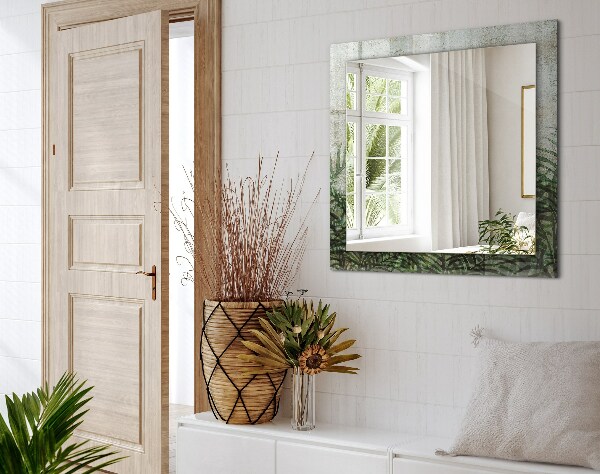 Lustro z nadrukiem dekoracyjne prostokątne Zielone liście paproci