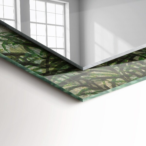 Lustro z nadrukiem dekoracyjne prostokątne Zielone liście paproci