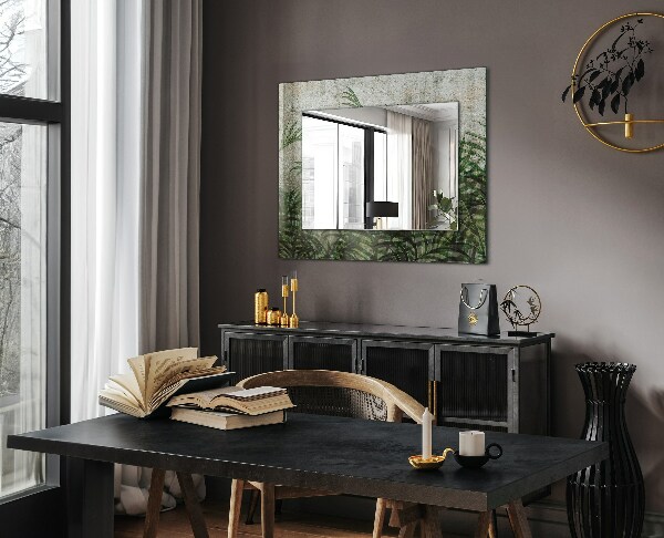 Lustro z nadrukiem dekoracyjne prostokątne Zielone liście paproci