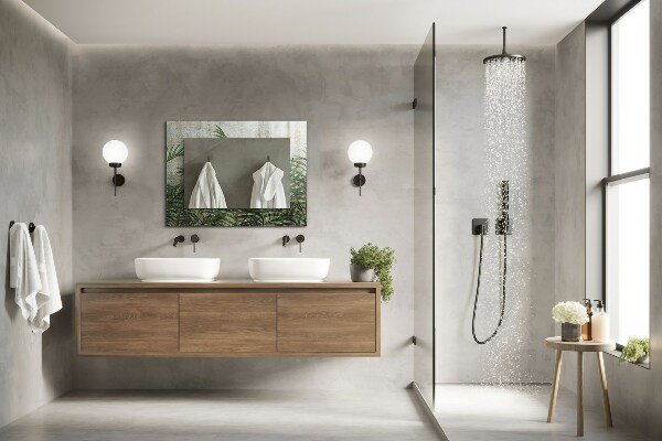 Lustro z nadrukiem dekoracyjne prostokątne Zielone liście paproci