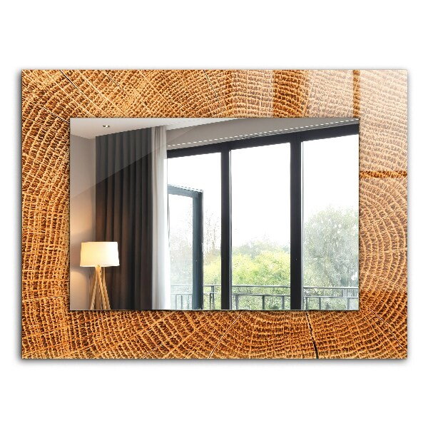 Lustro z drukowaną ramką prostokątne Przekrój słojów pnia drzewa