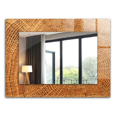 Lustro z drukowaną ramką prostokątne Przekrój słojów pnia drzewa