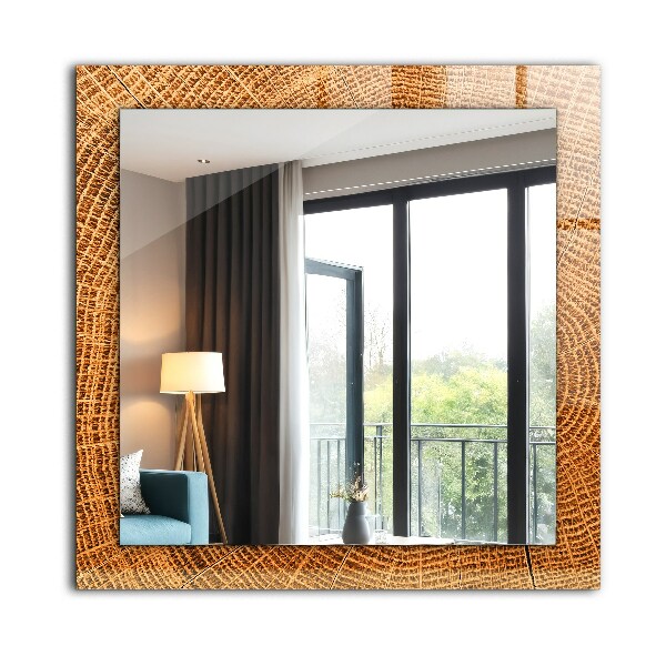 Lustro z drukowaną ramką prostokątne Przekrój słojów pnia drzewa