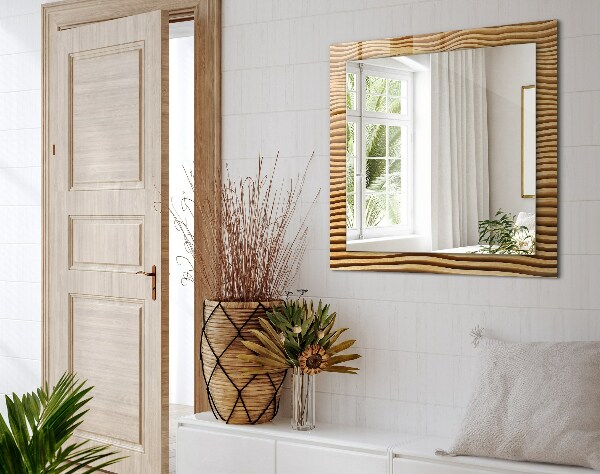 Lustro z nadrukiem prostokątne Fale w drewnie