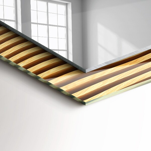 Lustro z nadrukiem prostokątne Fale w drewnie