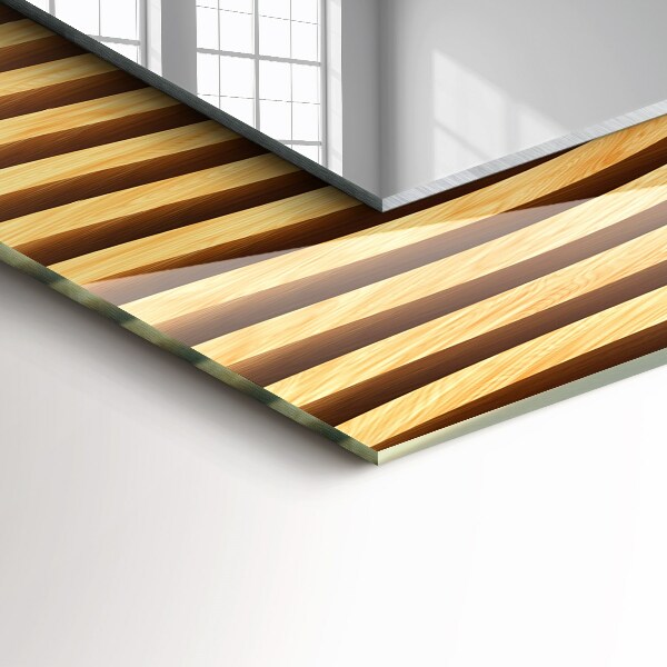 Lustro z nadrukiem prostokątne Fale w drewnie