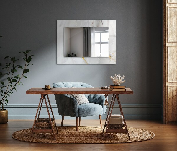 Lustro ramka z nadrukiem prostokątne Motywy z białego marmuru