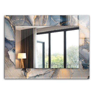 Lustro z drukowaną ramką prostokątne Niebieska sztuka abstrakcyjna