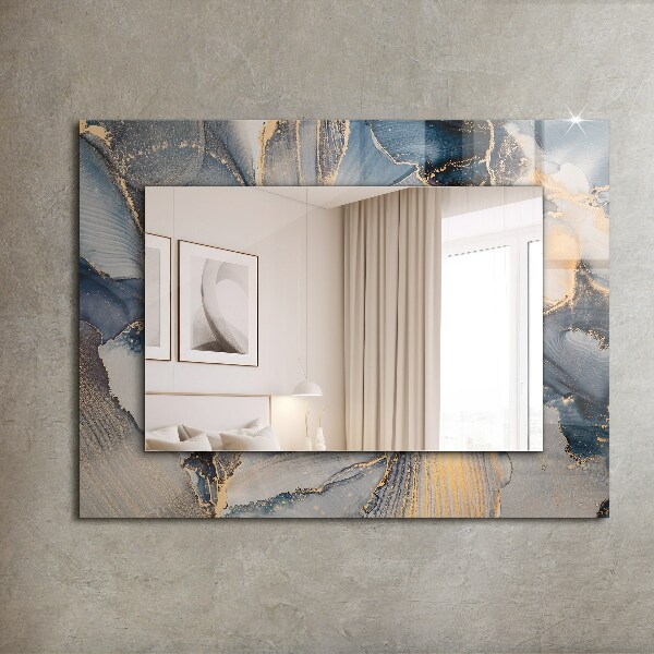 Lustro z drukowaną ramką prostokątne Niebieska sztuka abstrakcyjna